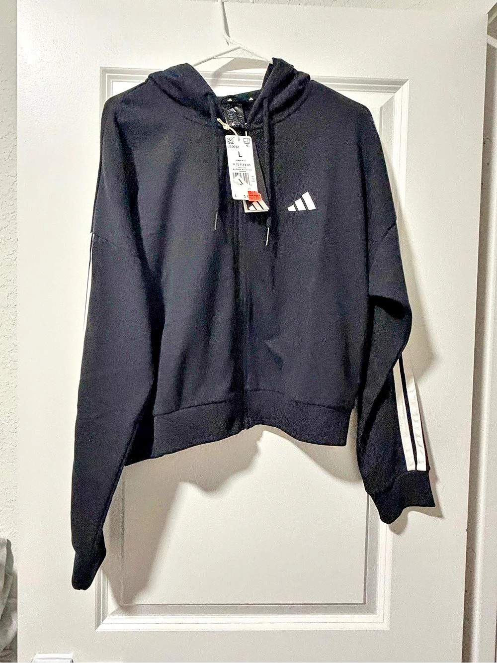 adidas Essentials 3-Stripes Full-Zip Hoodie Black Large